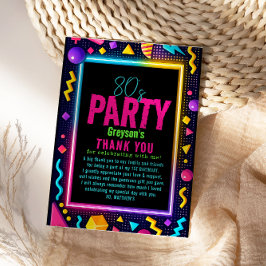Tarjeta De Agradecimiento our little Retro Neon 80's Birthday Party