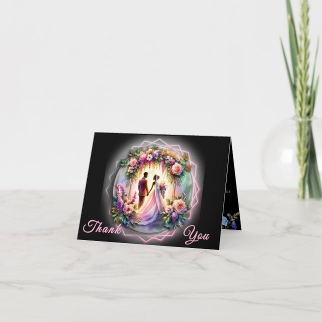 Tarjeta De Agradecimiento Our Love Reaches The Moon Bride and Groom (Anverso)