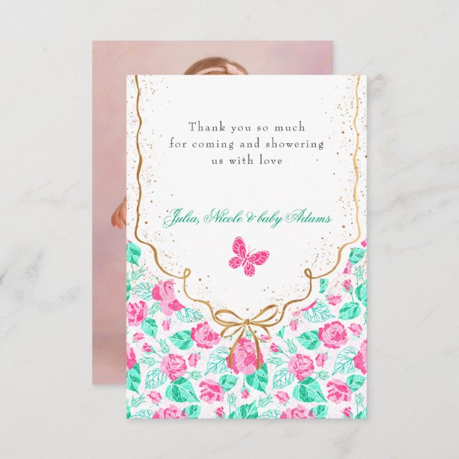 Tarjeta De Agradecimiento Our Lovely One Baby Shower (Anverso / Reverso)