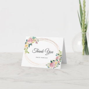 Tarjeta de agradecimiento oval floral pastel