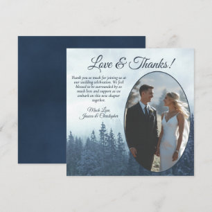 Tarjeta De Agradecimiento Oval, un Boda ruso de pinos azules oxidado