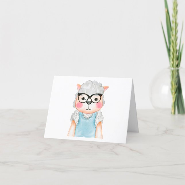 Tarjeta De Agradecimiento Oveja Cubierta Usando Gafas (Subido por el creador)