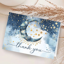 Tarjeta De Agradecimiento Over The Moon Baby Shower Folded Thank You Card