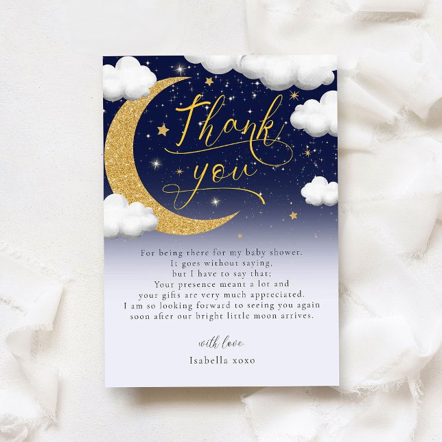 Tarjeta De Agradecimiento Over the Moon Baby Shower Gracias (Subido por el creador)