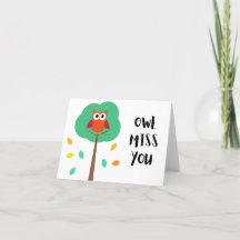 Owl Miss You - Pun Farewell Card