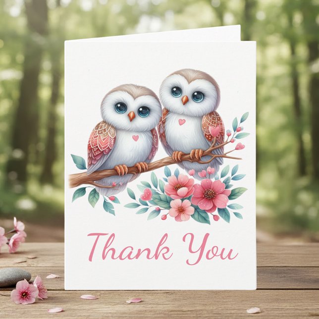 Tarjeta De Agradecimiento Owl Woodland Boho Rustic Country Thank You Wedding (Subido por el creador)