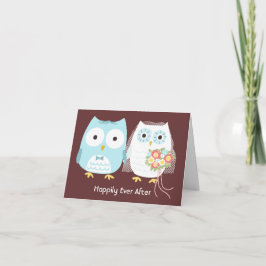 Tarjeta De Agradecimiento Owls Bride and Groom Cute Newlyweds Gracias