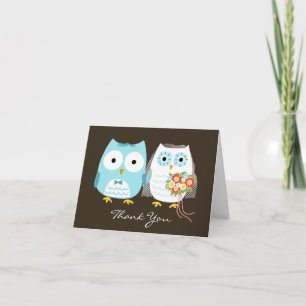 Tarjeta De Agradecimiento Owls Bride y Groom Newlyweds Bodas Gracias