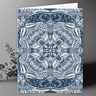Tarjeta De Agradecimiento Owls Mandala Art Blank