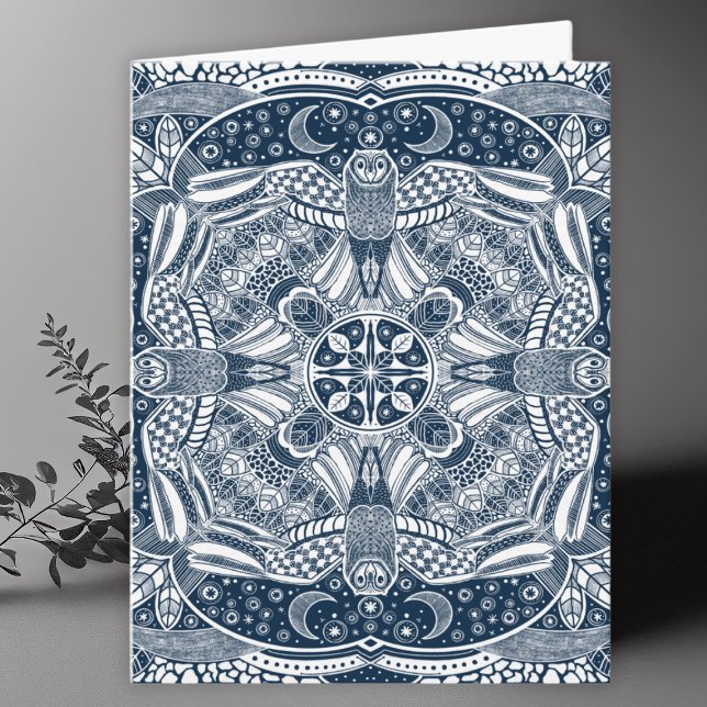 Tarjeta De Agradecimiento Owls Mandala Art Blank (Subido por el creador)