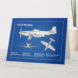 Tarjeta De Agradecimiento P-51D Mustang - Plano aéreo ABD