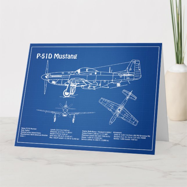 Tarjeta De Agradecimiento P-51D Mustang - Plano aéreo AD (Anverso)