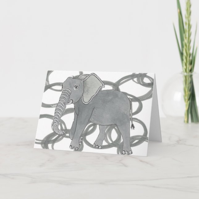 Tarjeta De Agradecimiento ¡Pach lindo el elefante - saltando a través de (Anverso)
