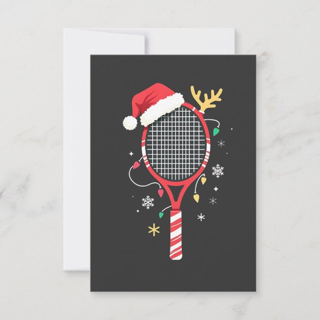 Tarjeta De Agradecimiento Paddle de tenis con Sombrero Santa y Luces de Navi (Anverso)