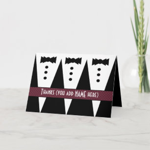 Tarjeta De Agradecimiento Padrino de Boda Gracias Tres Esmoquin Personalizab
