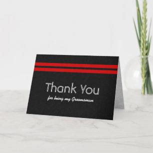 Tarjeta De Agradecimiento Padrinos de boda raya roja negrita GRACIAS R321