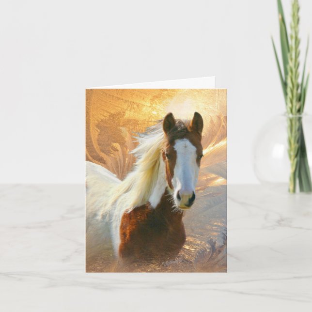 Tarjeta De Agradecimiento Paint Horse Gold Gracias Cartas (Anverso)