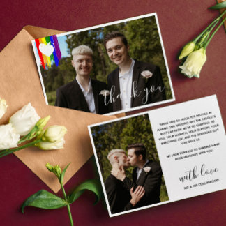 Tarjeta De Agradecimiento Paint Strokes Bandera del Orgullo Boda fotográfico