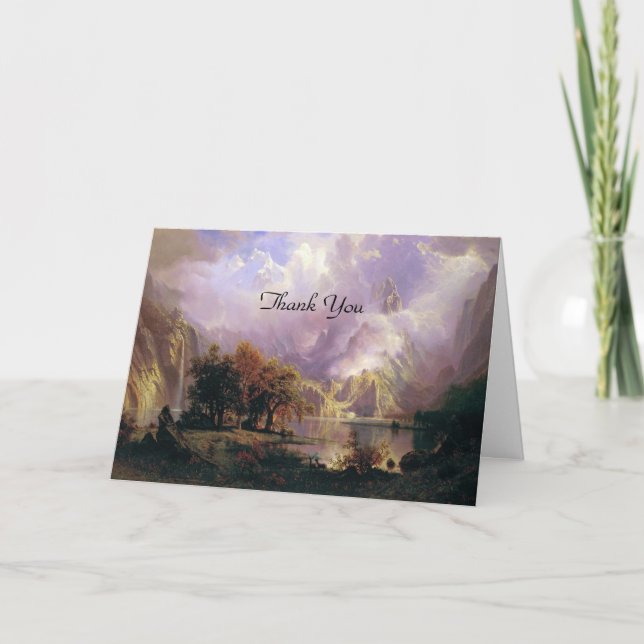 Tarjeta De Agradecimiento Paintaje paisajístico de montaña rocosa Bierstadt (Anverso)