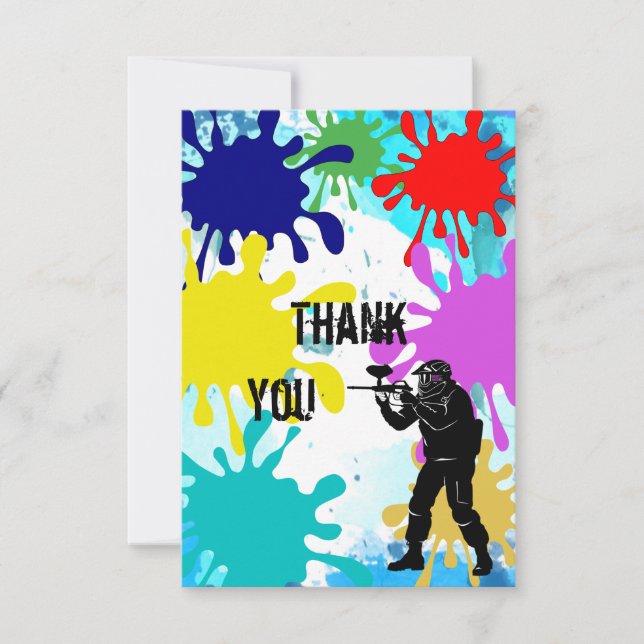 Tarjeta De Agradecimiento Paintball "le agradece " (Anverso)