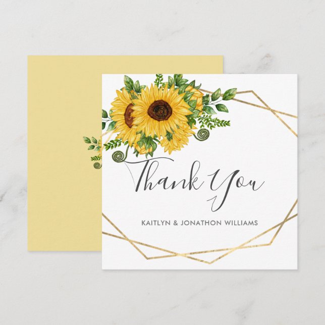 Tarjeta De Agradecimiento País geométrico Boda de girasol de verano ruso (Anverso / Reverso)