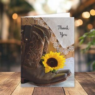 Tarjeta De Agradecimiento País Girasol y Lace Barn Boda Gracias