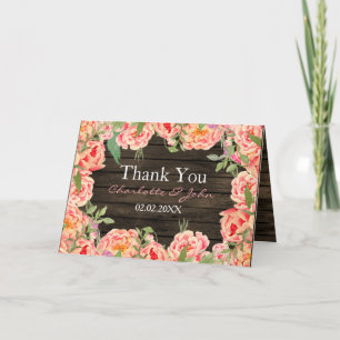 Tarjeta De Agradecimiento País Rústico Peony Barn Wood Boda