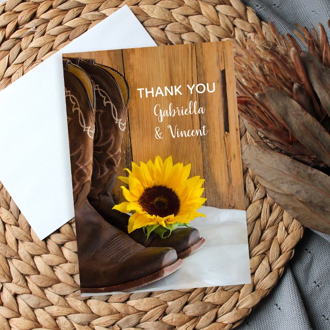 Tarjeta De Agradecimiento País Sunflower Boda Occidental (Subido por el creador)