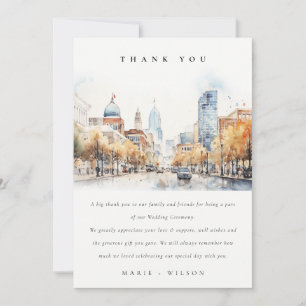 Tarjeta De Agradecimiento Paisaje acuarela de boda en Indianapolis, Indiana