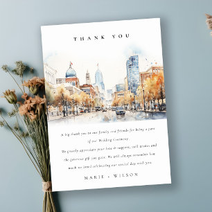 Tarjeta De Agradecimiento Paisaje acuarela de boda en Indianapolis, Indiana