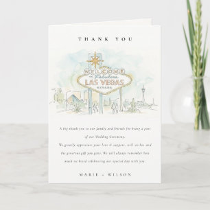 Tarjeta De Agradecimiento Paisaje acuarela de boda en Las Vegas Nevada