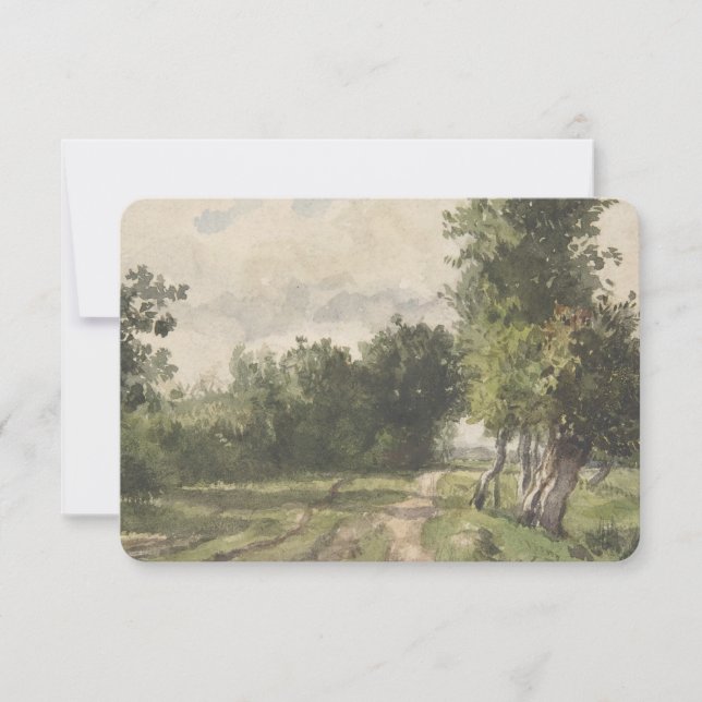 Tarjeta De Agradecimiento Paisaje acuarela del sendero - Troyón constante (Anverso)