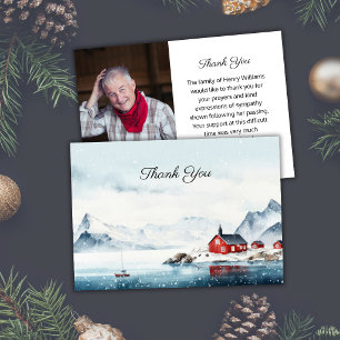 Tarjeta De Agradecimiento Paisaje de Invierno Funeral Foto Memorial Agradeci
