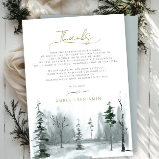 Tarjeta De Agradecimiento Paisaje de invierno Pine Forest Woodland SlateWedd
