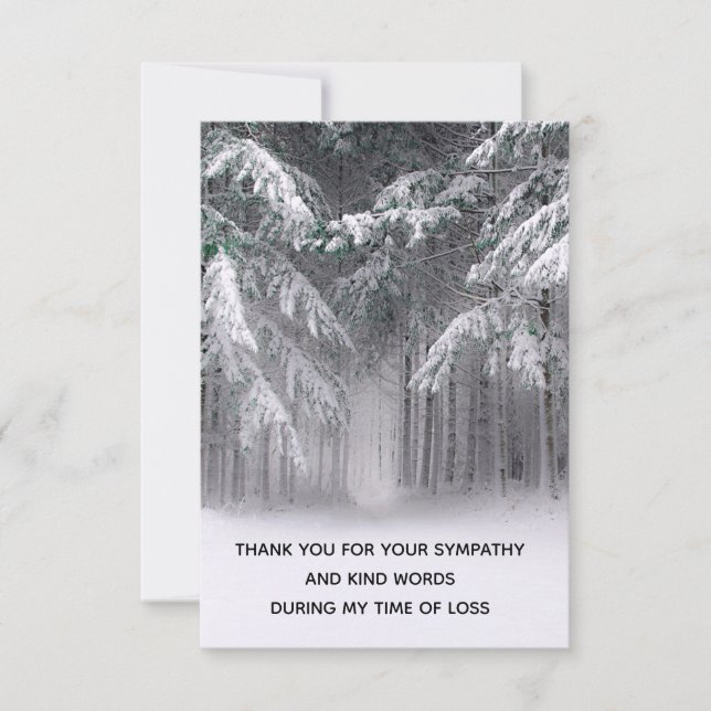 Tarjeta De Agradecimiento Paisaje de nieve del invierno forestal (Anverso)