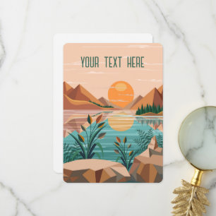 Tarjeta De Agradecimiento Paisaje de puesta de sol en lago de montaña pacífi