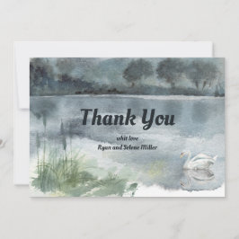 Tarjeta De Agradecimiento Paisaje del lago con cisnes