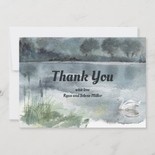 Tarjeta De Agradecimiento Paisaje del lago con cisnes