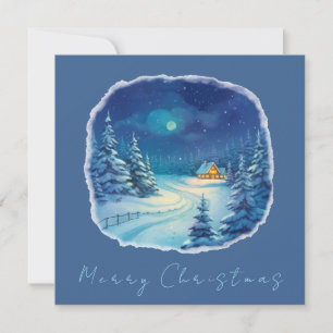 Tarjeta De Agradecimiento Paisaje invernal Navidad