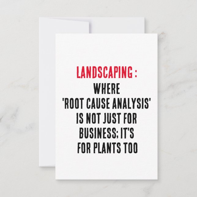 Tarjeta De Agradecimiento Paisajismo donde 'el análisis de la causa raíz' no (Anverso)