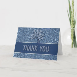 Tarjeta De Agradecimiento Paisley azul con roble