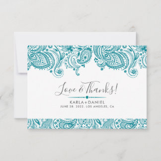 Tarjeta De Agradecimiento Paisley Vintage turquesa