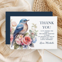 Pájaro Azul Flores Rosadas Cumpleaños Gracias
