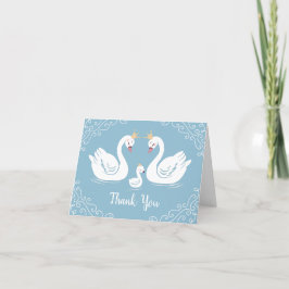 Tarjeta De Agradecimiento Pájaro cisne de Baby Shower con co-Ed de la Corona