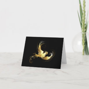 Tarjeta De Agradecimiento Pájaro Dorado sobre Fondo Negro