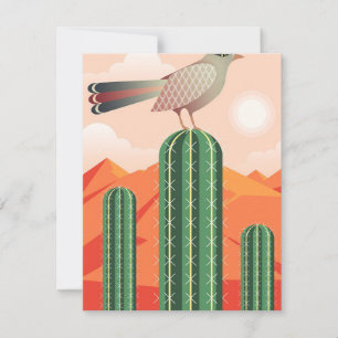 Tarjeta De Agradecimiento Pájaro Sobre Un Cactus