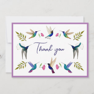 Tarjeta De Agradecimiento Pájaros colibríes boho