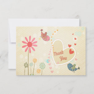 Tarjeta De Agradecimiento Pájaros de Amor Adorables Gracias