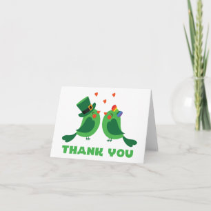 Tarjeta De Agradecimiento Pájaros de Amor Agradecidos Verdes - Boda, Despedi
