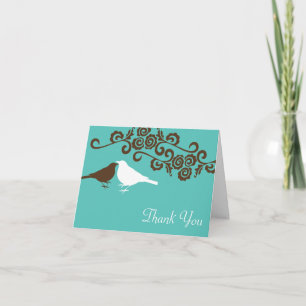 Tarjeta De Agradecimiento Pájaros de amor azul verdoso foto personalizada ag